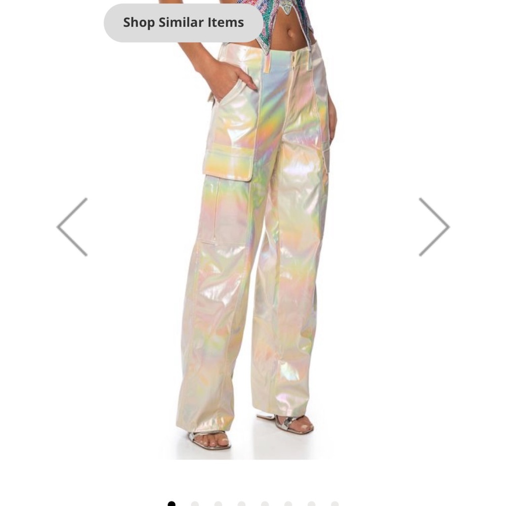 SUPER ASTRONOMICAL WIDE LEG IRIDESCENT CARGO PANT IN SILVER